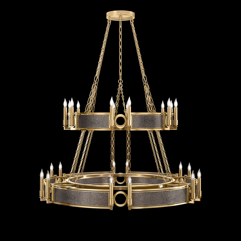 Mirage 24 - Light Chandelier, Pebble/Gold/Brass