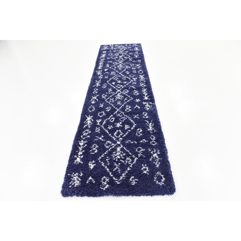 Tapis Jonnye Southwestern, Tapis de couloir 2 pi 7 po x 10 pi, Bleu