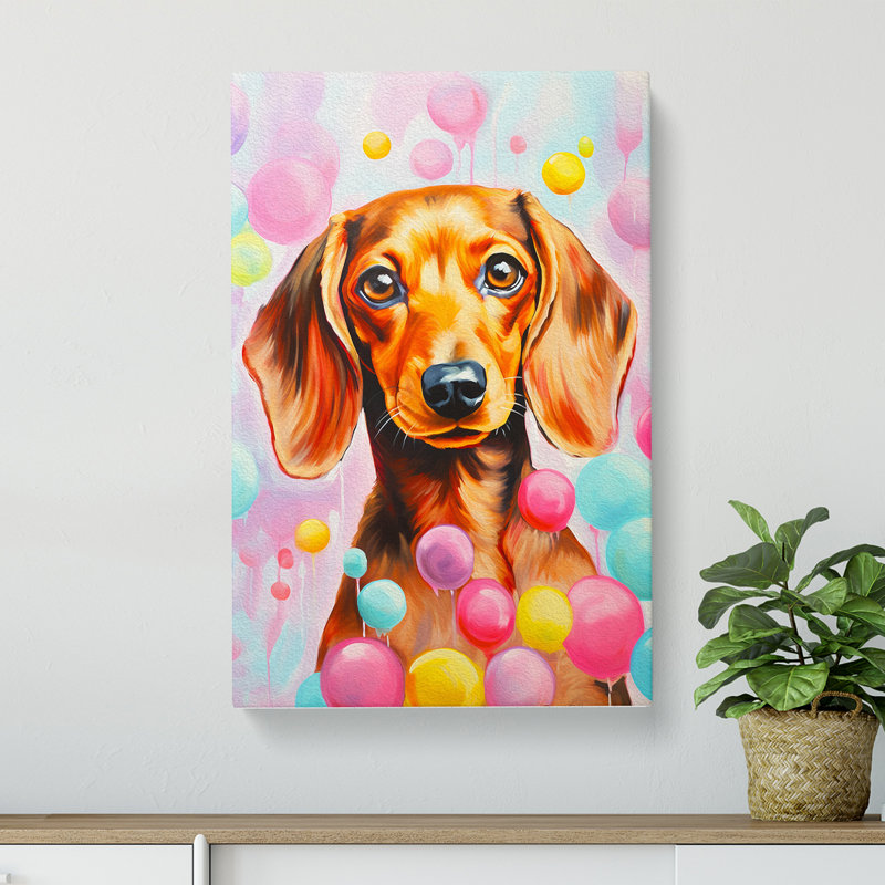 Dachshund Bubble Gum No.2 - No Frame Print, 76cm H x 50cm W x 3cm D
