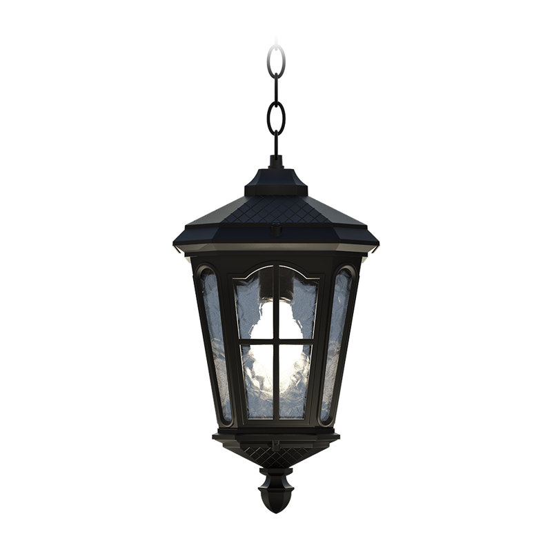 Bentham 1- Light Black 17" H Glass Outdoor Hanging Lantern (Bulb Included)