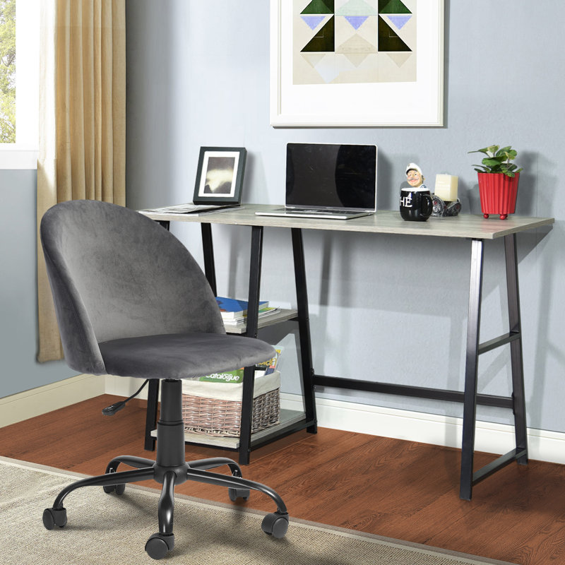 Leontion Velvet Office Chair, Grey