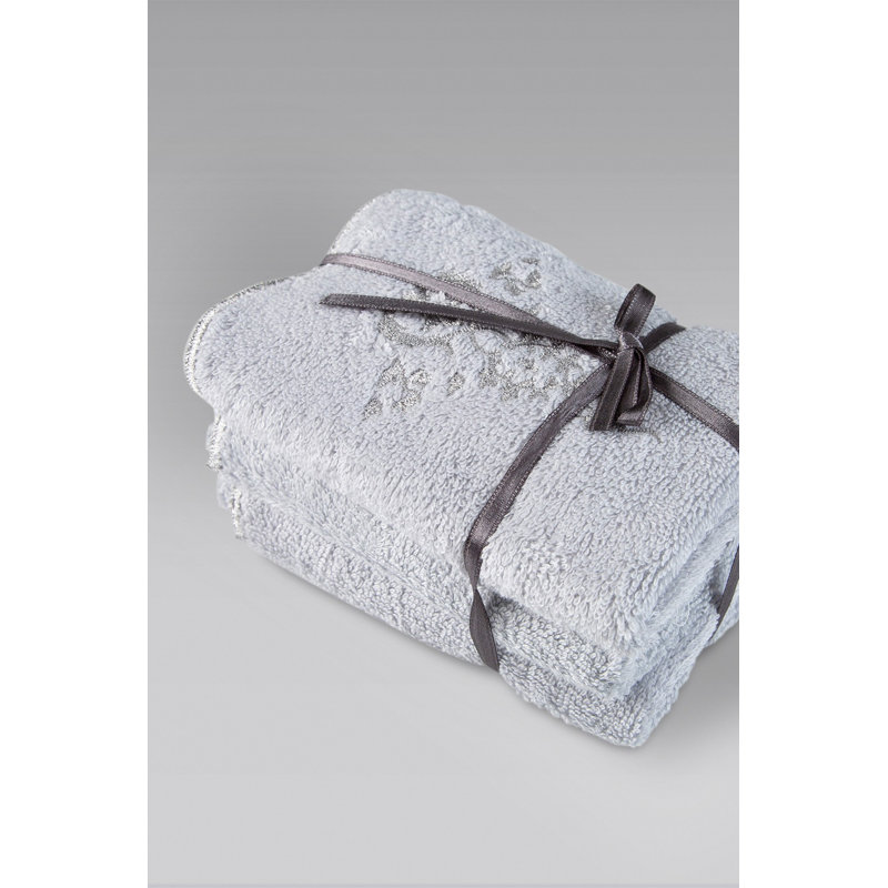 Serviette de bain 100% coton Peasely, Gris clair, Bath Towel - 3 pack