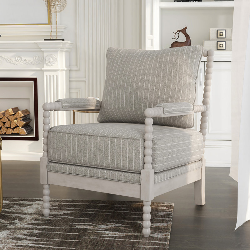 Fauteuil l 26,5 po Antanette, Rayures brun clair