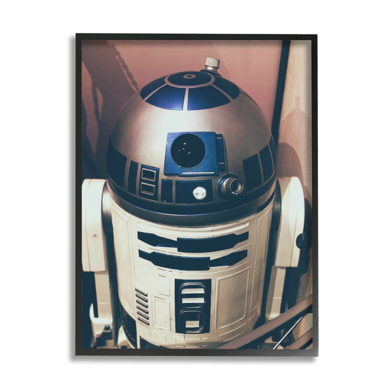 Iconic Retro Sci-Fi Space Robot bleu blanc, Giclée encadrée noir minuit, H 14 po x l 11 po