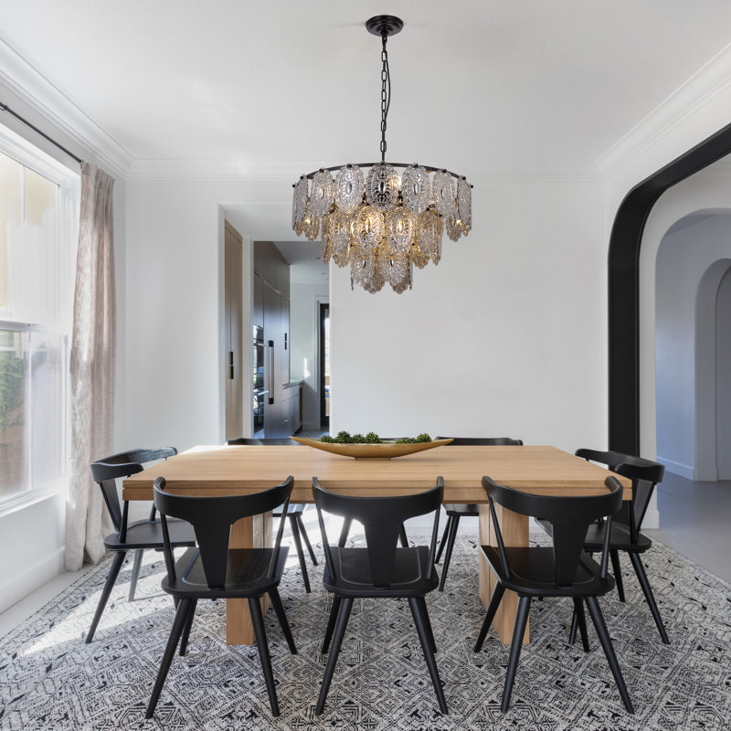 Retha 23.5" Modern 8 - Light Dimmable Tiered Chandelier with Mirrored  Glass Shades  