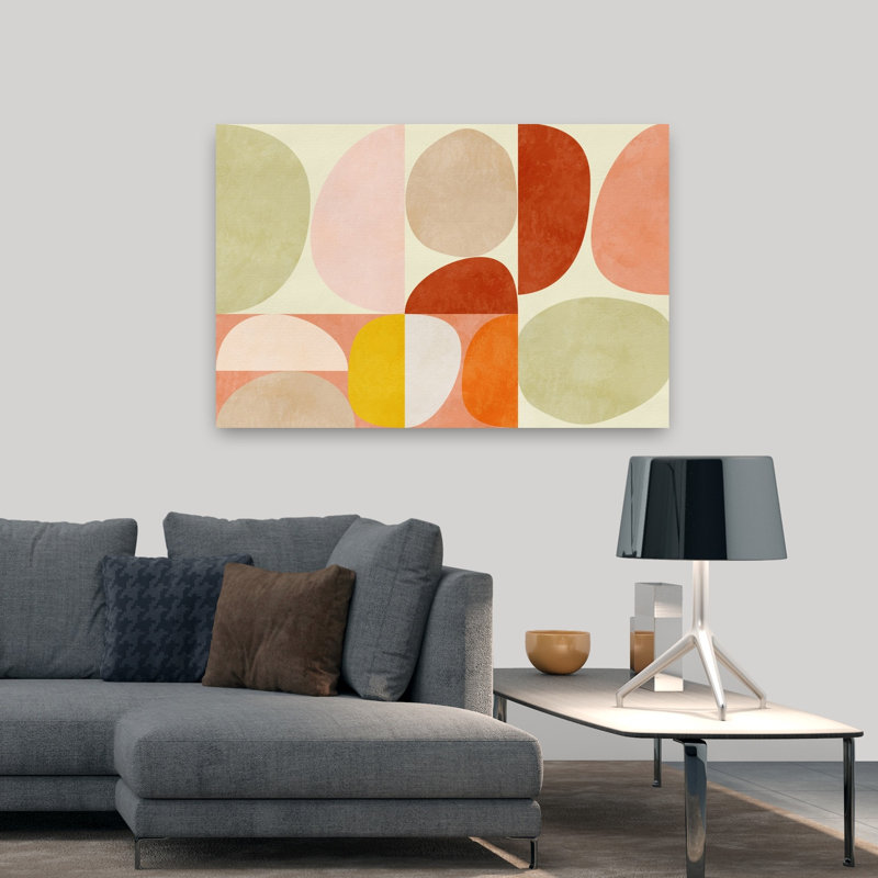 Art contemporain abstrait géométrique coloré, H 32 po x l 48 po