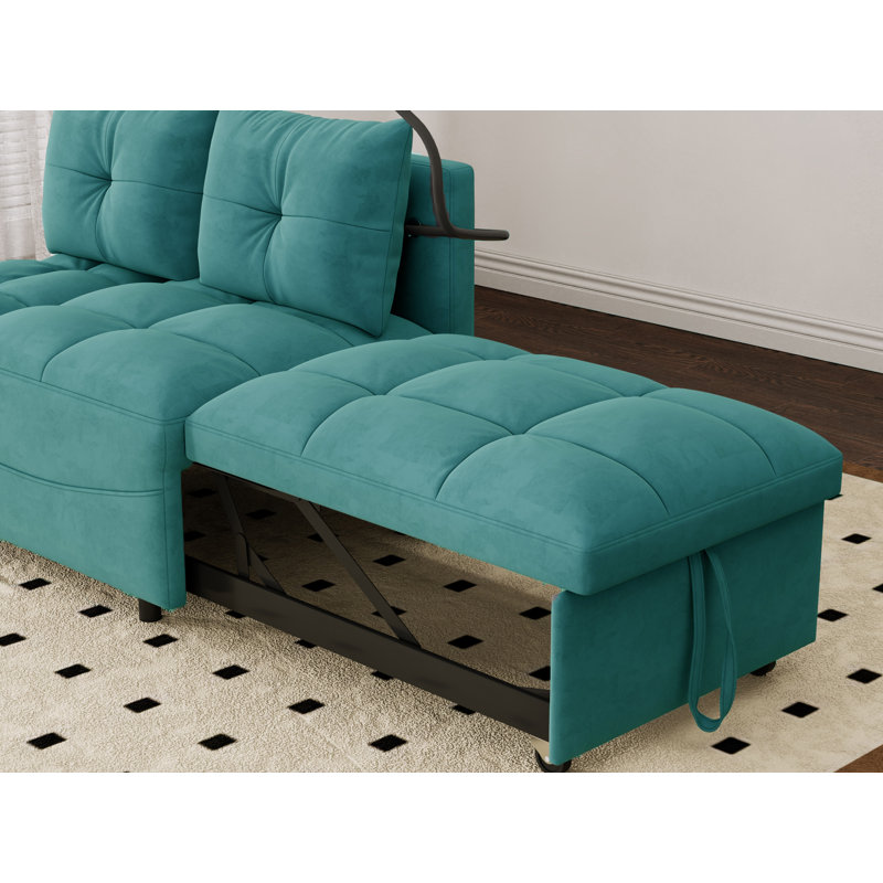 3-In-1 Upholstered Convertible Sleeper Chair,  Green Velvet