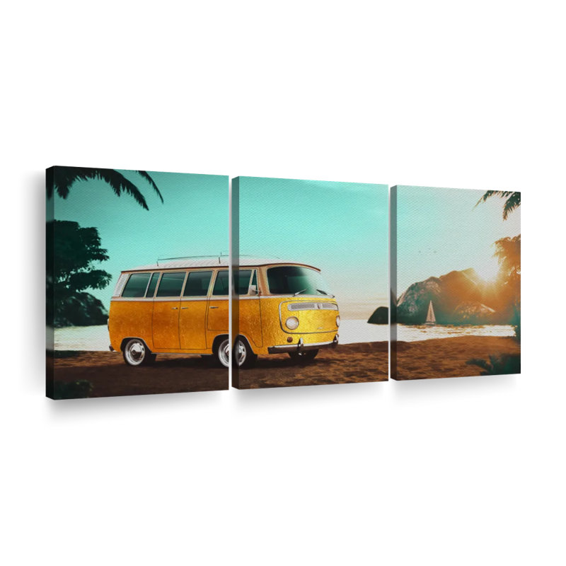 Reproduction d'art sur toile Golden Golden Bus, H 12 po x l 26 po x P 1 po