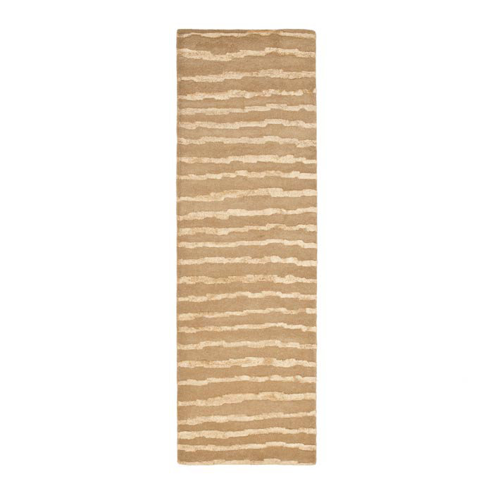 Nukri Hand Tufted Wool/Cotton/Viscose Striped Rug in Beige