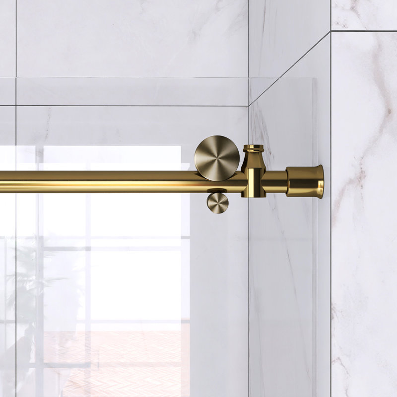 60-Inch Gold Frameless Sliding Shower Door with Clear Glass