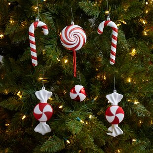 8 Pieces Christmas Lollipop Ornaments,Christmas Candies Polymer Clay  Ornament,Xmas Decor Candy Cane Hanging Decorations,Sweets Candy Pendant  Xmas Tree