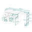 Îlot de cuisine avec table de salle à manger extensible, tablettes ouvertes, 3 tiroirs et prise de courant-344877103