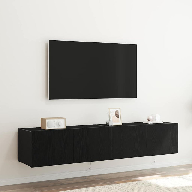 TV Wall Cabinet Engineered Wood, Black Oak, 31cm H x 80cm L x 35cm W