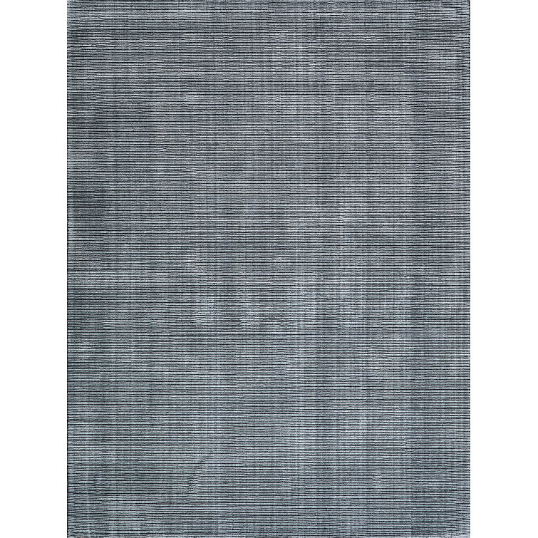 Exquisite Rugs Serenity Handmade Handloomed Nylon/ Bamboo Silk Black Area Rug