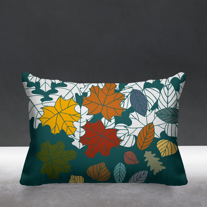 Coussin intérieur / extérieur Collin Maple Leaf, Émeraude, 14 po x 20 po, Rectangle