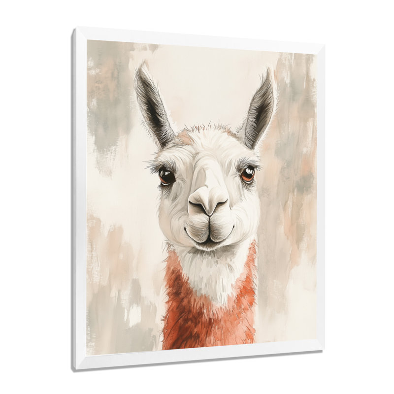 Lama des Andes - Tableau encadré, H 32 po x l 16 po, Cadre photo blanc