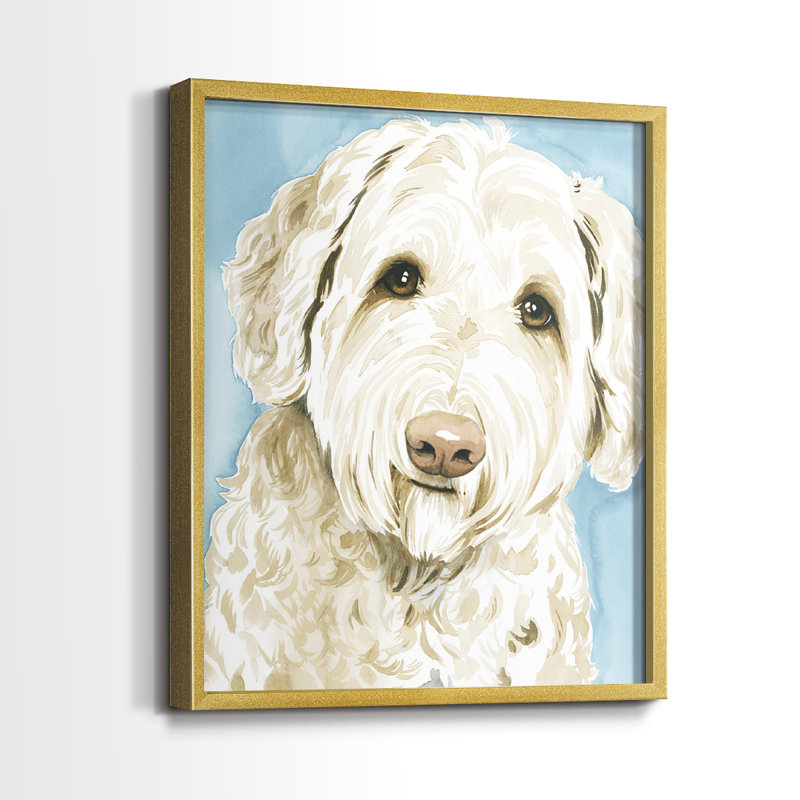 Impression encadrée Labradoodle I-Premium - prête à être accrochée - aucun clou requis - aucun clou requis, Doré