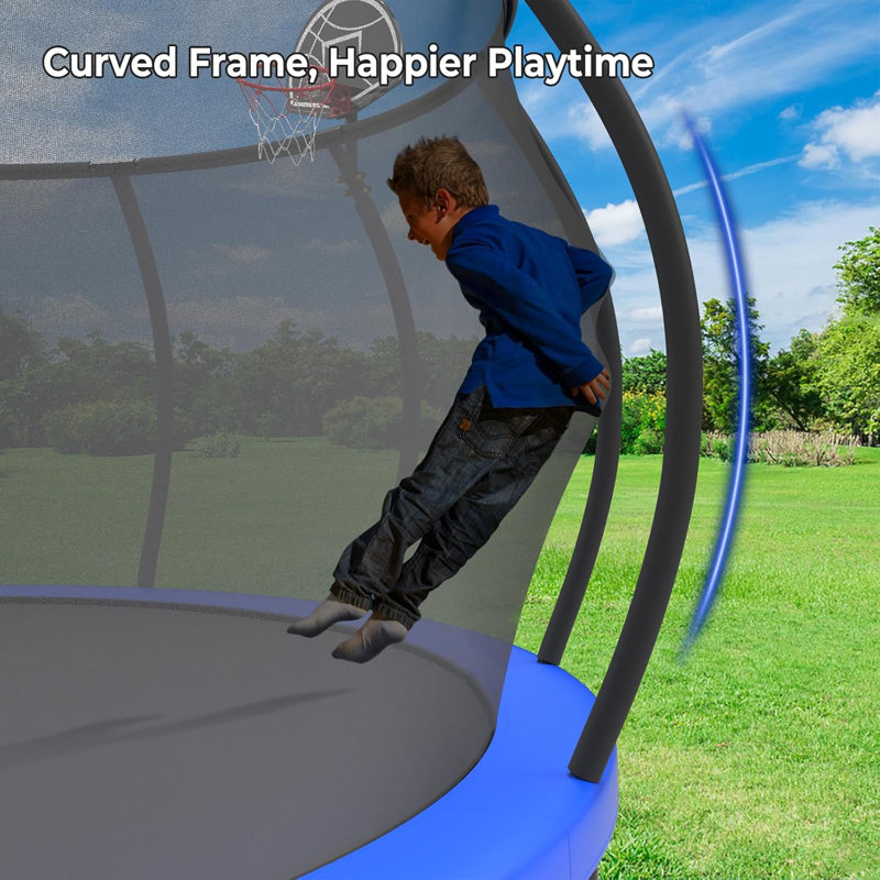 Trampoline de 16 pieds pour l'extérieur avec glissade, trampolines récréatives avec filet et échelle pour enfants et adultes
