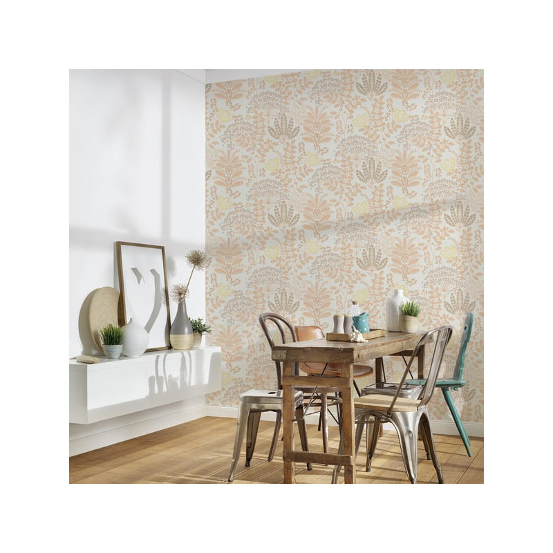 Flourish 10.05m x 53cm Wallpaper Roll, Orange