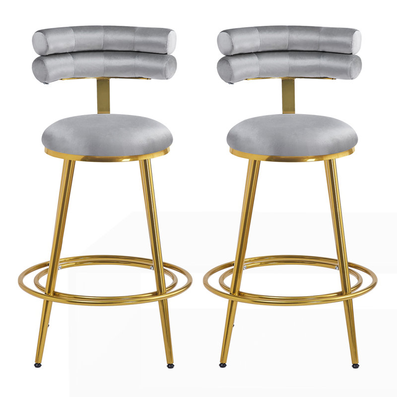 27.65'' Modern Counter Stools Set of 2, Gray , 2