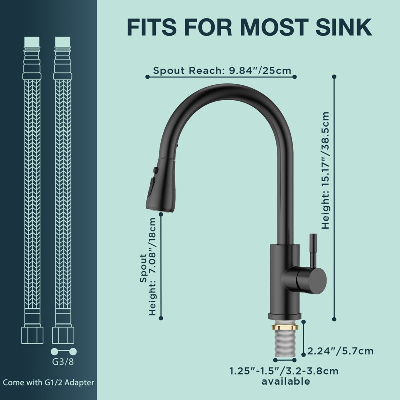 Pull Down Spray Single Lever Kitchen Tap, Black