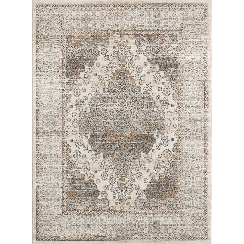 Louane Oriental Performance Traditional Vintage Turkish Area Rug in Brown/Cream, Rectangle 9' x 12'