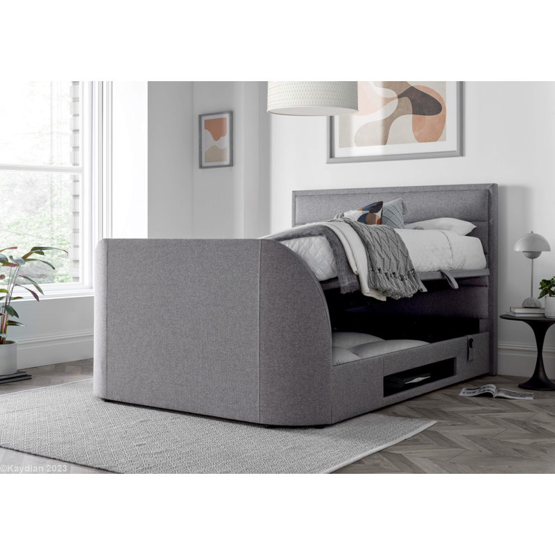 Sadie Upholstered TV/Ottoman Bed, Kingsize (5'), Dark Grey