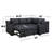 PVC Fabric Sleeper Sectional with USB Charger and Storage Arms, Black