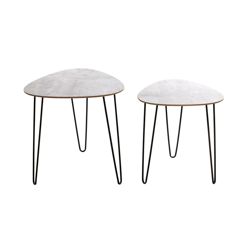 Hueramo 2 Piece Side Table Set, Concrete Optic