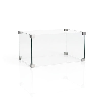 Verre carré de 30 po pour les brûleurs de foyer, structure trempée, flamme régulière de protection contre le vent, design transparent d'aspect contemporain pour orner le décor, installation et retrait sans effort, 18 po de profondeur, 4 po