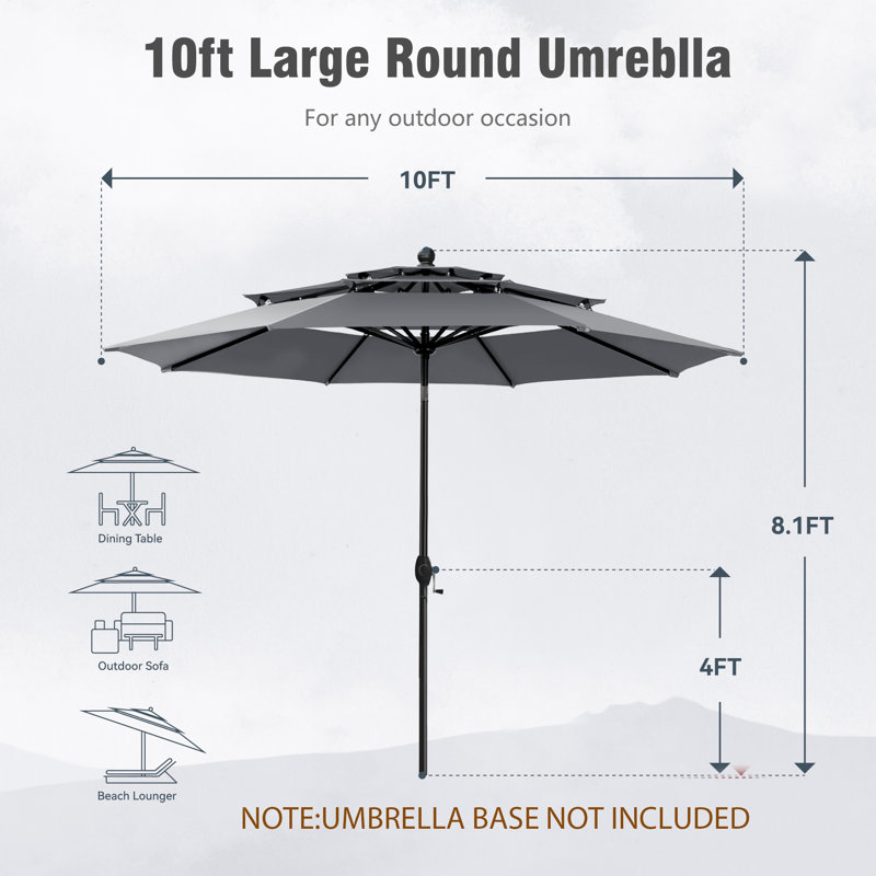 Parasol de marché 120 po Leonard, Gris fumé
