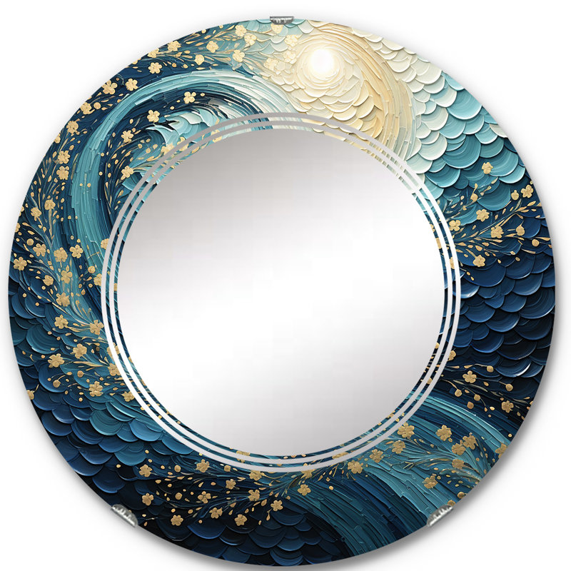 Aristophane - Miroir mural rond pointillisme, 24 po x 24 po