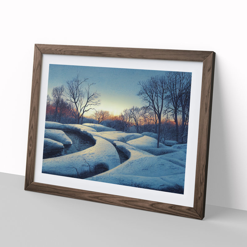 A Fanciful Winter Forest - Single Picture Frame Print, Walnut Framed, 46cm H x 64cm W x 2cm D