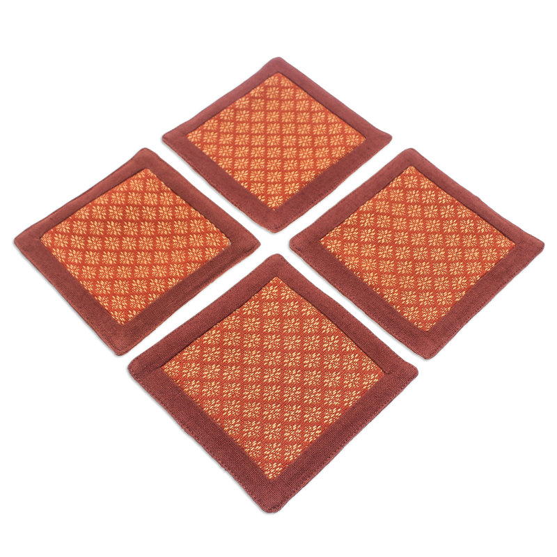  Handmade Marigold Sensations Cotton Coasters (Set Of 4)