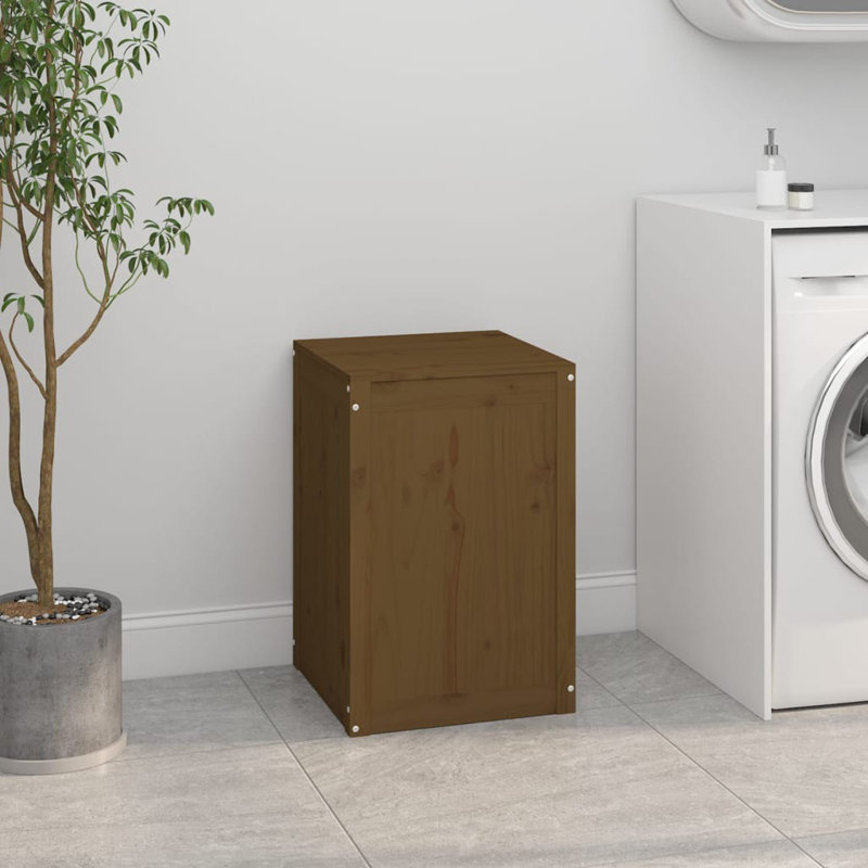 Wood Cabinet Laundry Hamper, Honey Brown