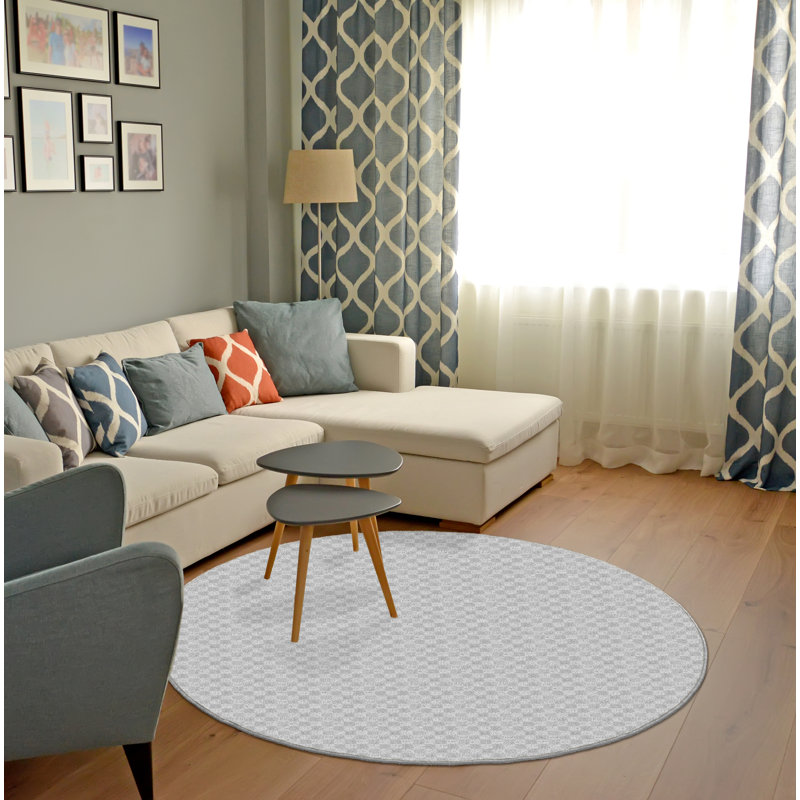 Tapis touffeté argent, Rond 60 po