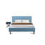 Ensemble de lit plateforme grand 2 pièces avec 1 lit plateforme et une table de bout pour la chambre à coucher - Fabrication fiable et durable - Tissu en lin bleu denim-1180438521-1180435175