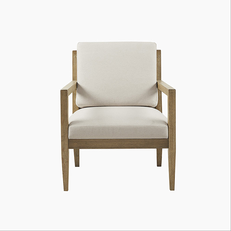 Ivory Polyester Armchair with 4 Legs