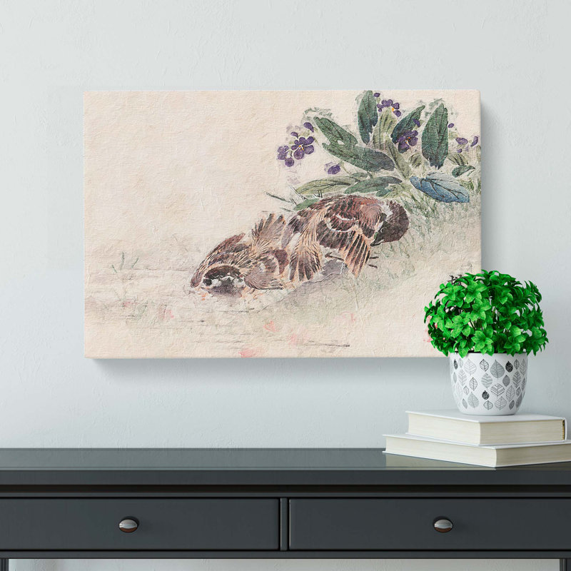 Resting Birds by Kono Bairei - Wrapped Canvas, 35cm H x 50cm W x 3cm D