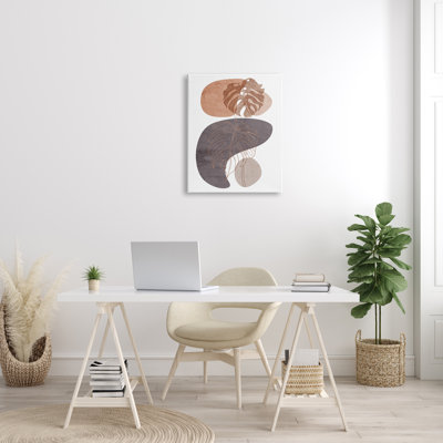 «Bold Abstract Shapes Monstera Plants Terracotta Desert», impression sur toile