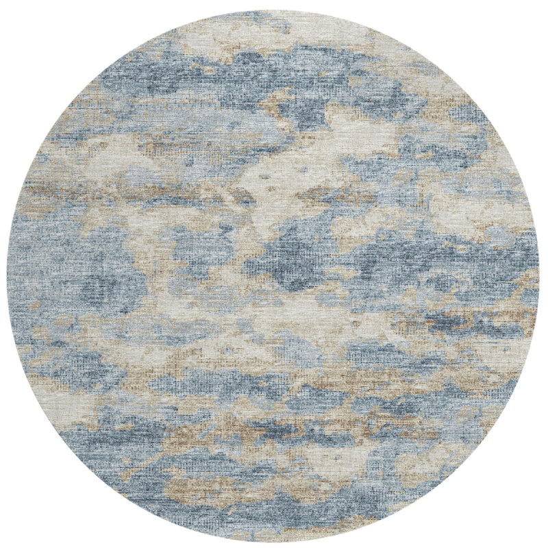 Yamily Abstract Indoor / Outdoor Rug, Round 8'