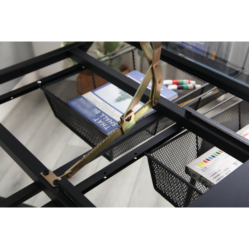 Table à dessin réglable en verre trempé avec chaise et rangement en noir - angle de 70 degrés, hauteur de 29,52 po et 37,8 po, tiroirs en métal réglables avec manivelle,