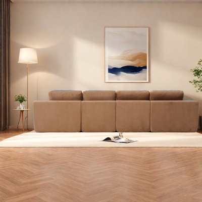 Canapé modulaire en U en velours côtelé 130 pouces Compression Sectionals
