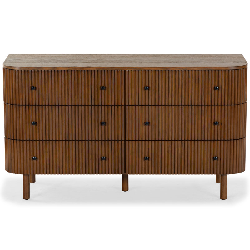 Commode 6 tiroirs Shelbie, Chêne médium