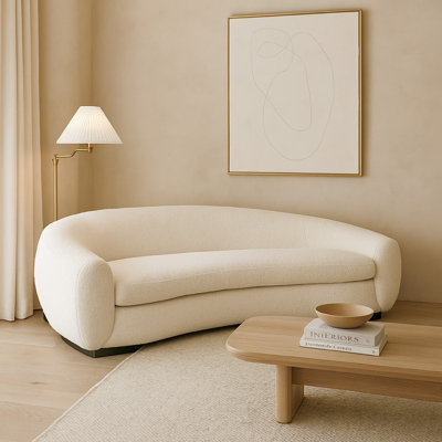Pasy Sofa, 97 Inch Boucle Textured Fabric, Metal Legs
