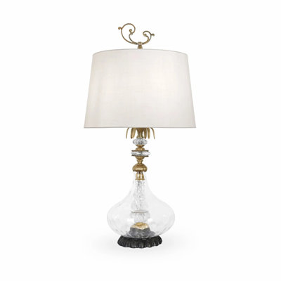 Jade Glass and Crystal Standard Lamp