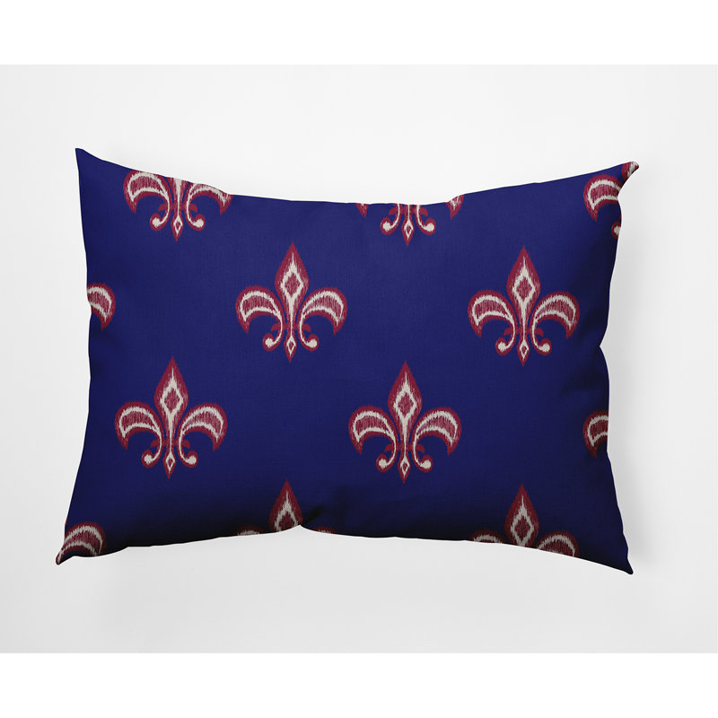 Coussin décoratif fleur De Lis, Bleu indigo