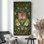 «Victorian Botanical Butterfly Vintage Green Floral Illustration Modern Art», reproduction d'art sur toile encadrée très grande