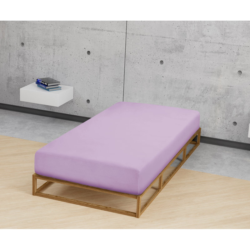 100% Cotton Jersey Knit Fitted Sheet, Violet, 140-160 x 200 cm