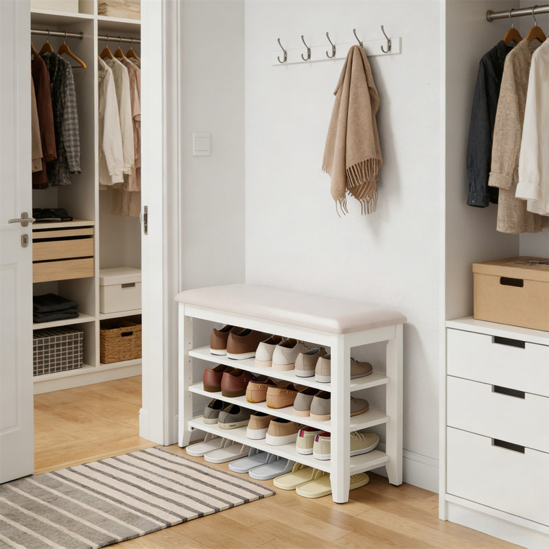 Range-chaussures en bois de qualité supérieure pour la maison, 20.4" H x 31.5" W x 11.8" D
